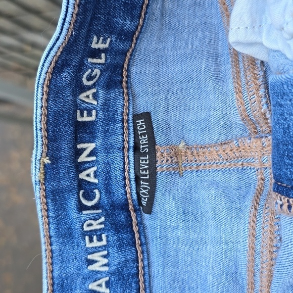 AE American Eagle hi rise shortie denim shorts destructed next level stretch 2 - Picture 9 of 13